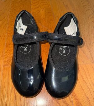 Girls Black Tap Dance Shoes Mary Jane Size 1